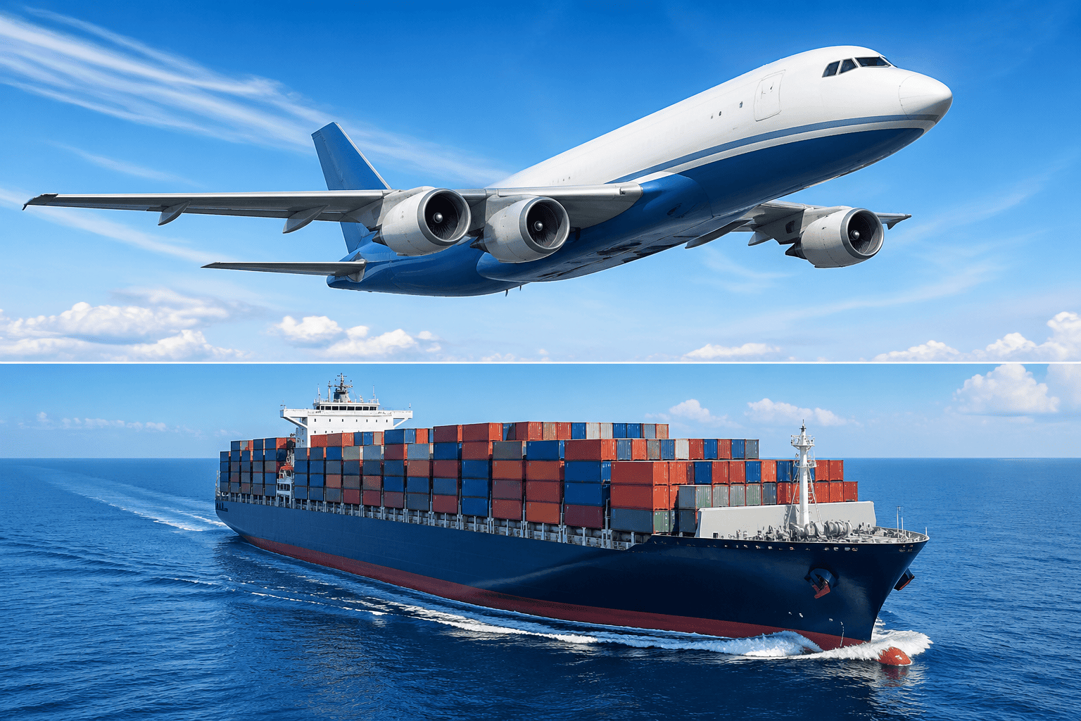 Multi-modal freight shipping containers at port