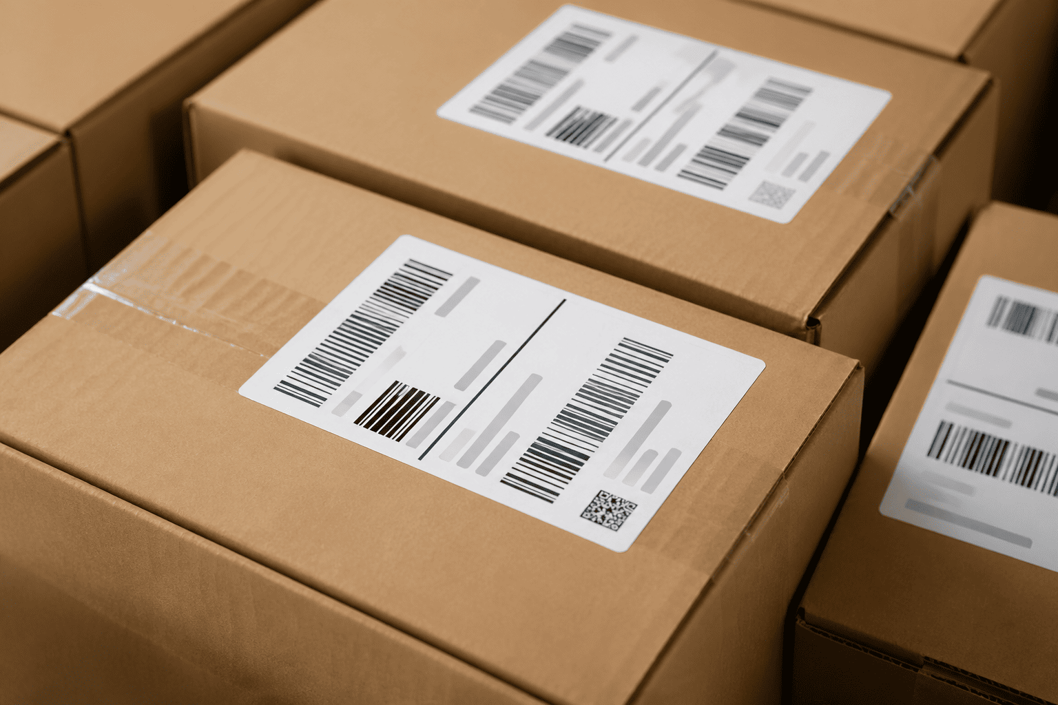 Boxes with correct FBA labels ready for shipment