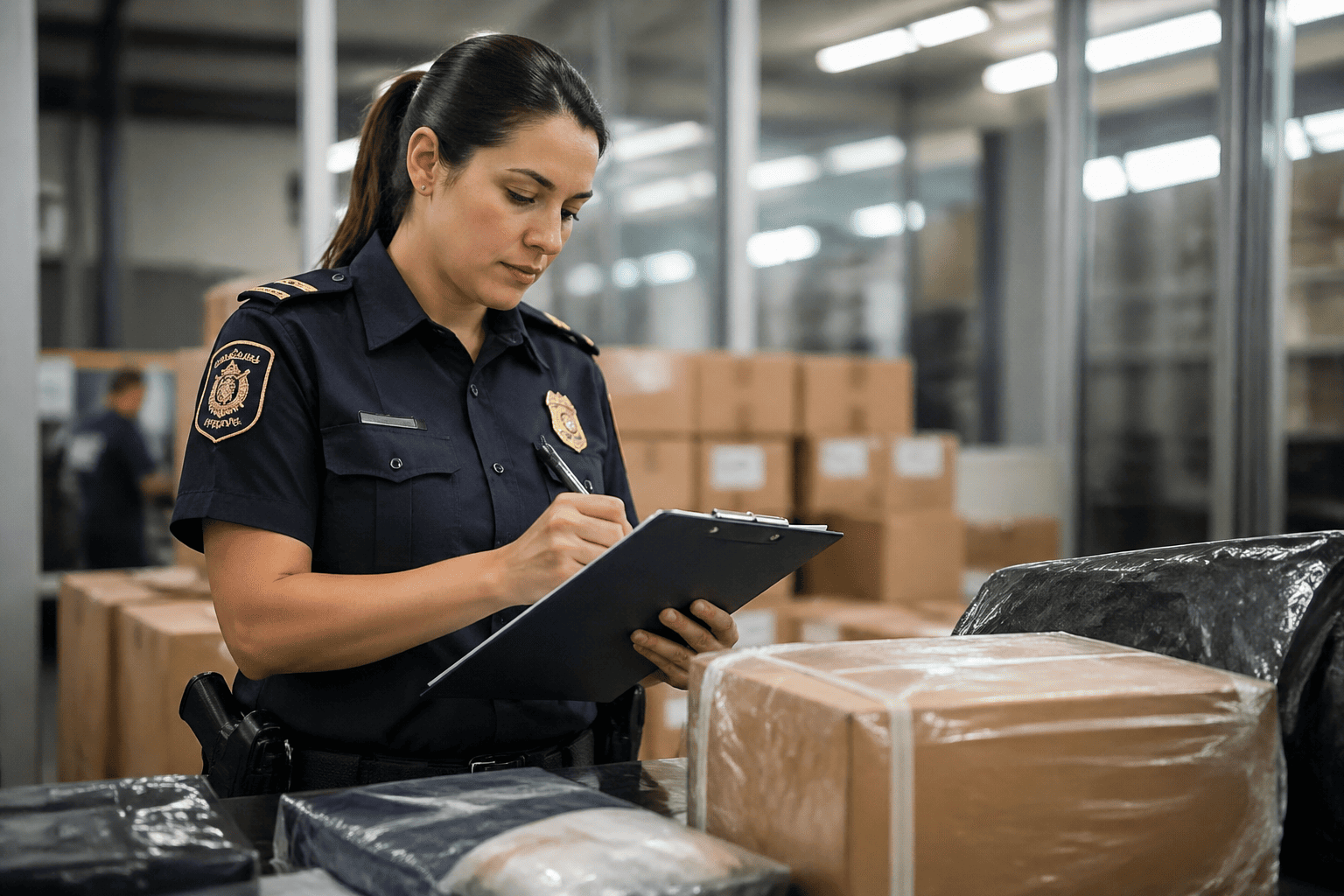 A container ship being unloaded at a busy port, symbolizing the complexities of China-US logistics.