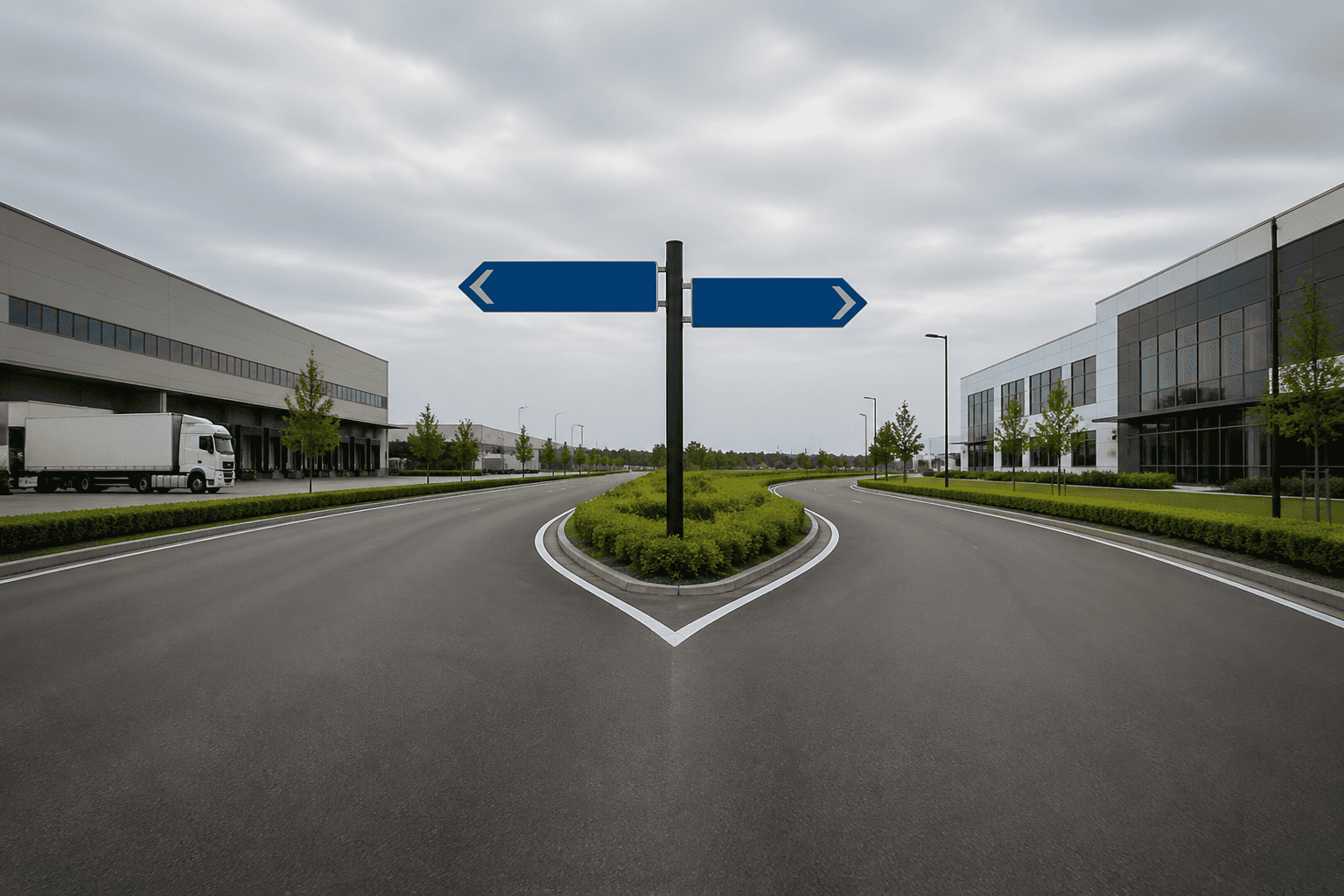 A fork in the road with signs pointing to DDP and DDU